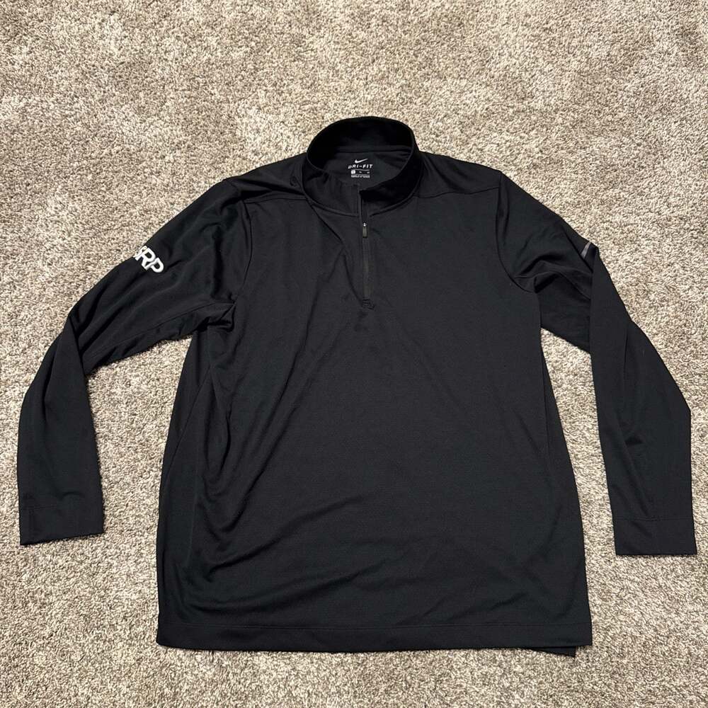 Nike Pullover Mens XL Black Running Dri-FIT 1/4 Zip Mock Athletic Logo